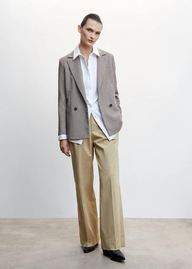 Wrap check suit jacket